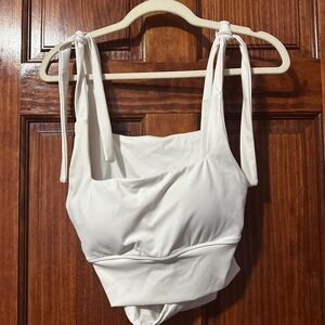 White Tie-Shoulder Top